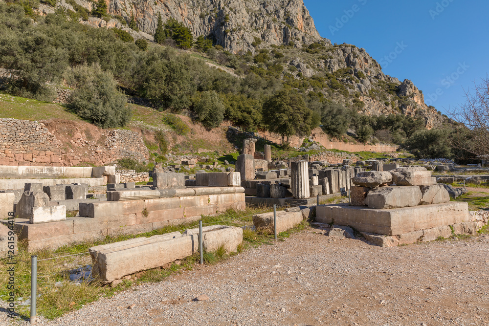 Ruins of Athena pronaia temple in Delphi, Greece Ruins of Athena pronaia temple in Delphi, Greece