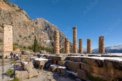 Wallpaper Mural The Apollo temple ruins with snow in Delphi, Greece Torontodigital.ca