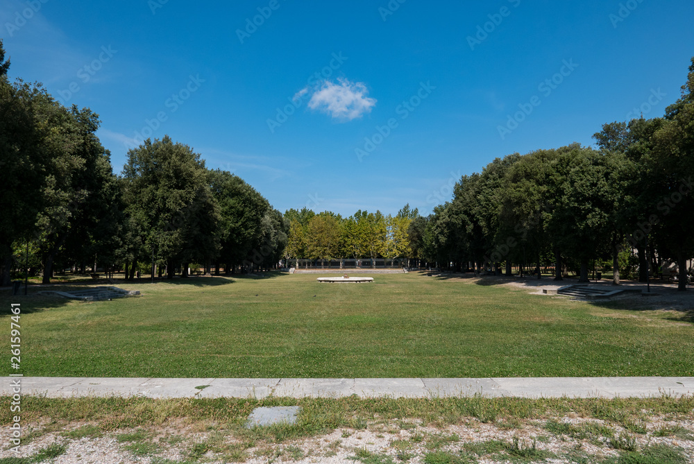 Public gardens behind basilica of Santa Maria in Porto in Ravenna