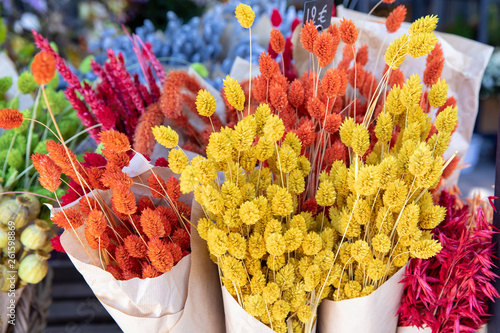 Natural plant dried flowers home decoration eternal flower bouquets with a floral grass with multicolored gems flores secas dried plants in the flowers bar.