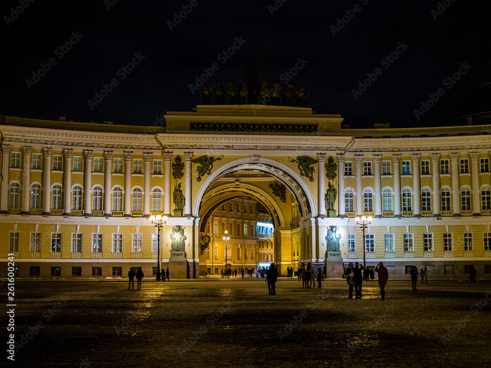 Night panorama of Saint Petersburg Palace Square