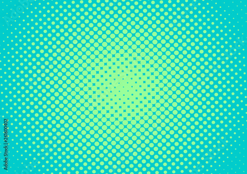 Retro comic green turquoise pop art background with gradient halftone dots design, vector illustration eps10