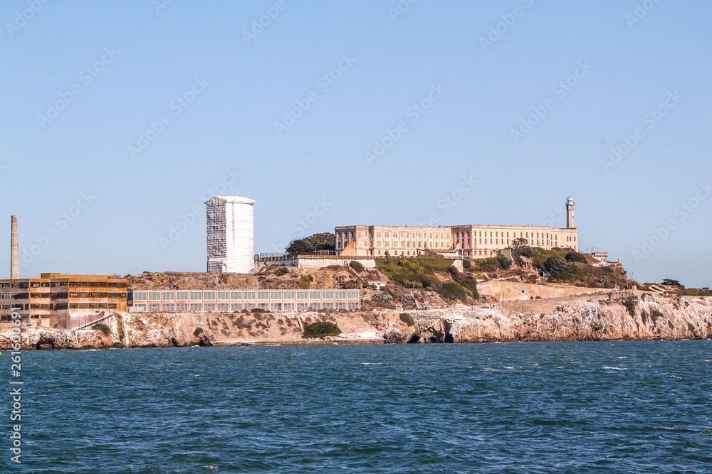 San Francisco. View on Prison Alcatraz. Maximum high security federal prison. USA.