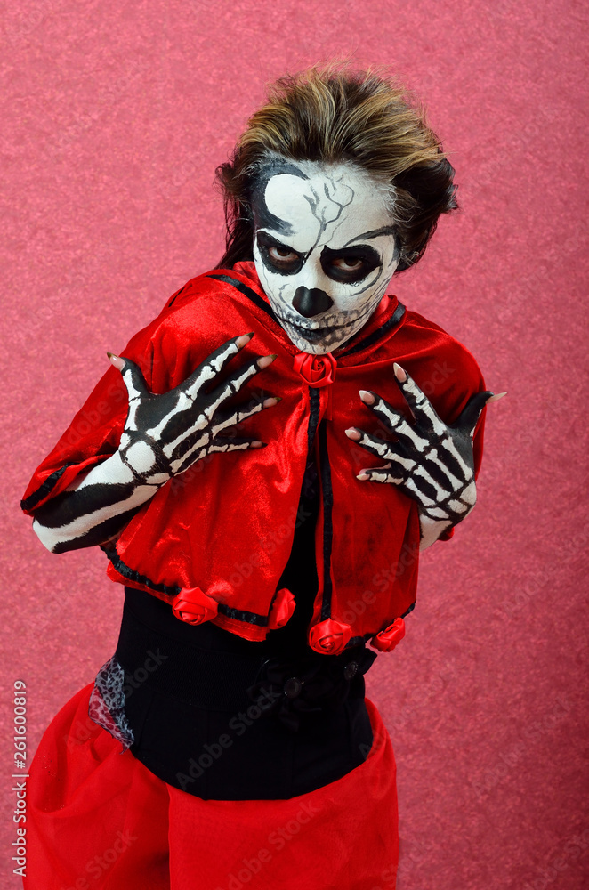 Fototapeta premium Girl makeup skeleton