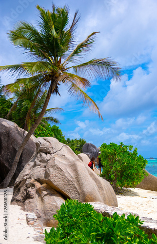 Tropical Beach Paradise at Seychelles, La Digue Island 