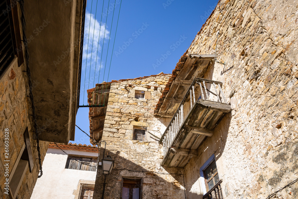 old houses in Puertomingalvo village, province of Teruel, Aragon, Spain old houses in Puertomingalvo village, province of Teruel, Aragon, Spain