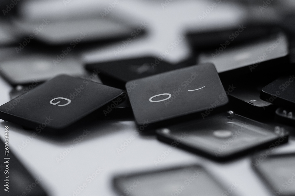 close-up, buttons from the laptop on the table. Buttons in the repair shop close-up, buttons from the laptop on the table. Buttons in the repair shop