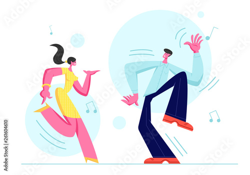 Young Couple Man and Woman Dancing Together