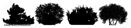 Bush silhouette vector set photo