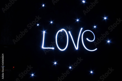 LOVE word written by light