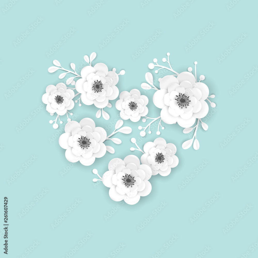 White Flower, Element of floral paper cut. Paper cut of flower