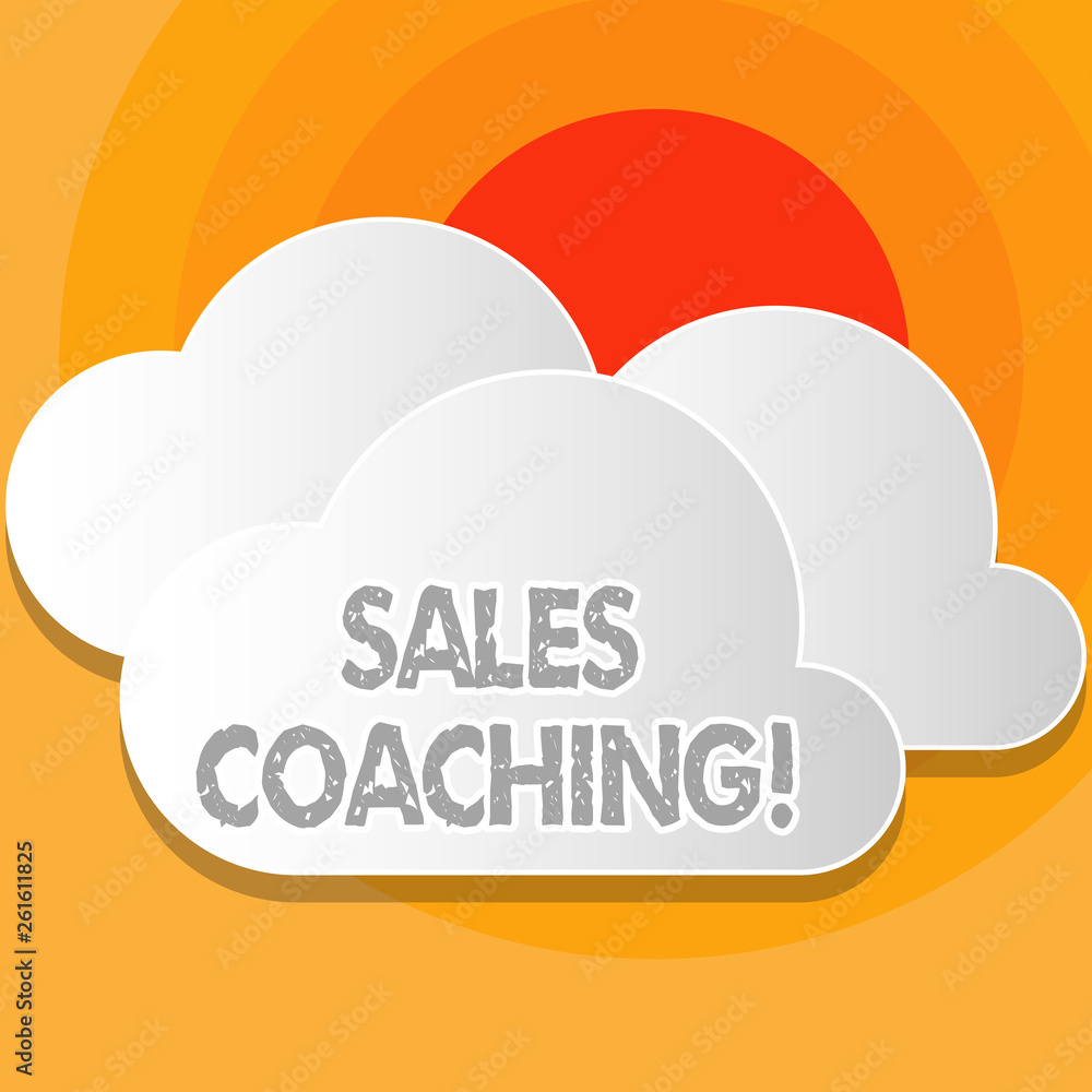 Writing note showing Sales Coaching. Business concept for analysisage their team by analyzing metrics and KPIs of selling White Clouds Cut Out of Board Floating on Top of Each Other Writing note showing Sales Coaching. Business concept for analysisage their team by analyzing metrics and KPIs of selling White Clouds Cut Out of Board Floating on Top of Each Other