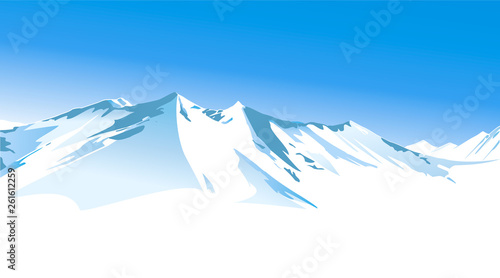 Winter landscape with high mountains