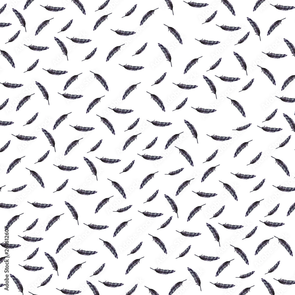 Owl feather pattern in gray tones on white background Owl feather pattern in gray tones on white background