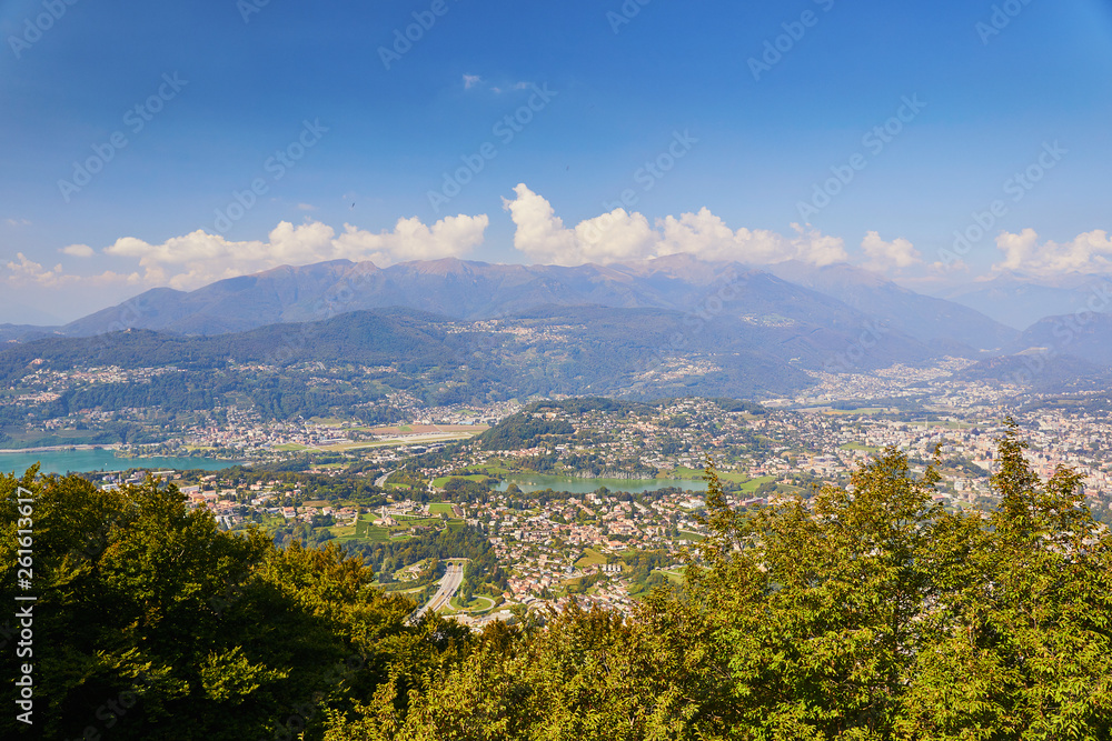 Obraz premium Scenic view to Lugano from mountain San Salvatore