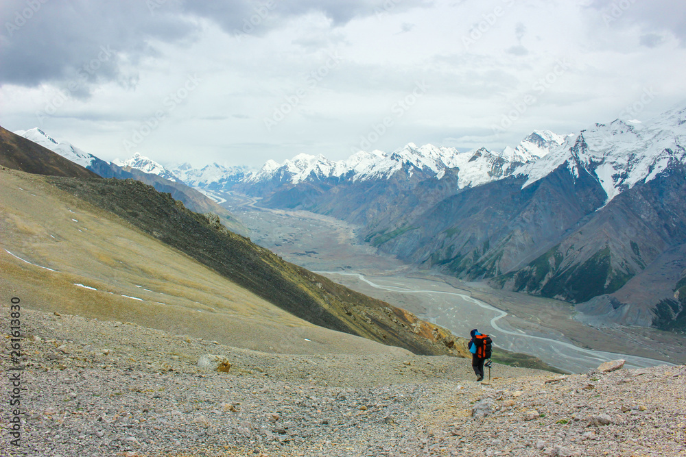 Five thousand of the Tien Shan mountains and the  Inylchek glacier