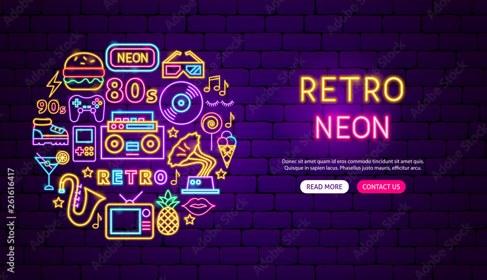 Samolepka Retro Neon Banner Design