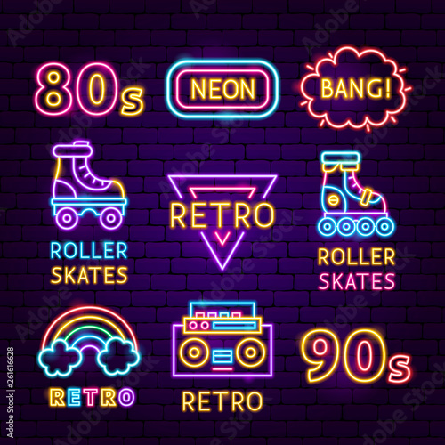 Retro Neon Label Set