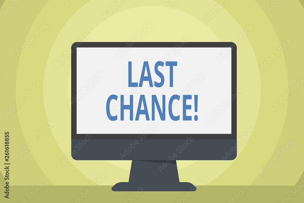 Word writing text Last Chance. Business photo showcasing final opportunity to achieve or acquire something you want Blank Space Desktop Computer Colorful Monitor Screen Freestanding on Table Word writing text Last Chance. Business photo showcasing final opportunity to achieve or acquire something you want Blank Space Desktop Computer Colorful Monitor Screen Freestanding on Table