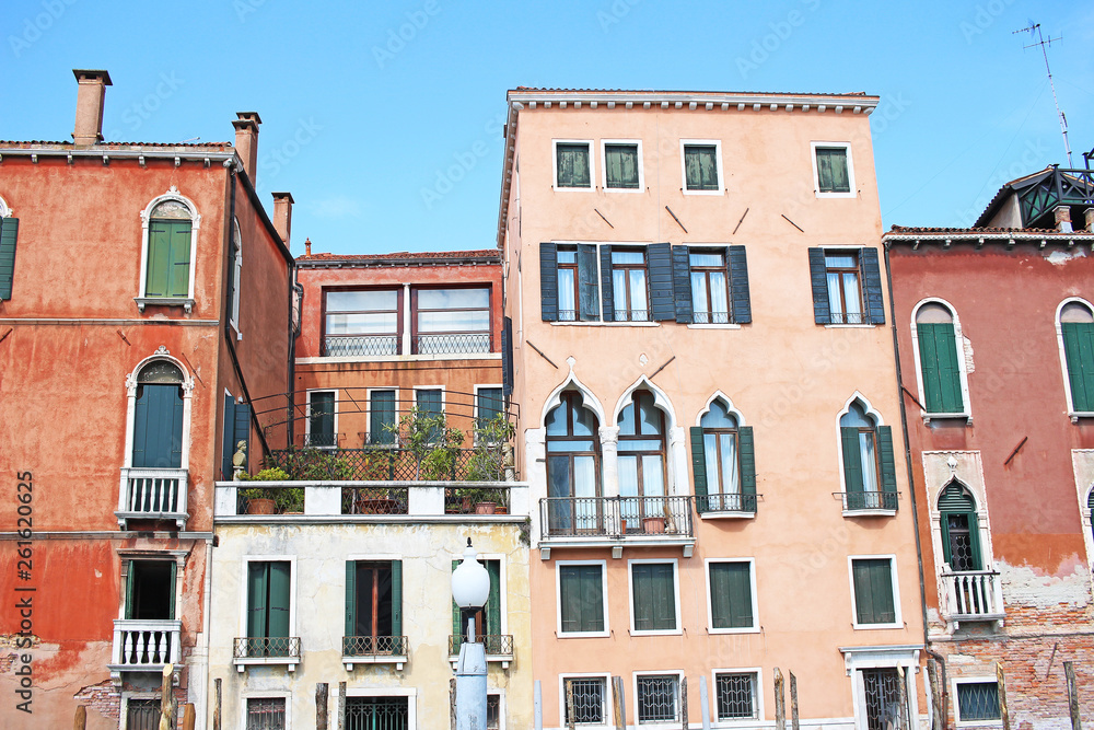 Fototapeta premium Venice Venezia Italy 2019 march city view from ship. Renaissance Buildings in sea
