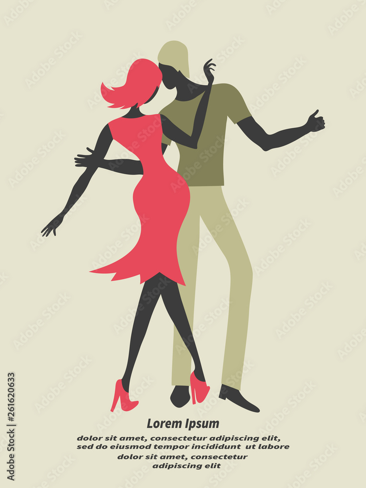 Dancing couple vector illustration.