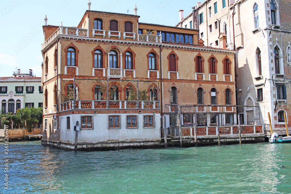 Fototapeta premium Venice Venezia Italy 2019 march city view from ship. Renaissance Buildings in sea