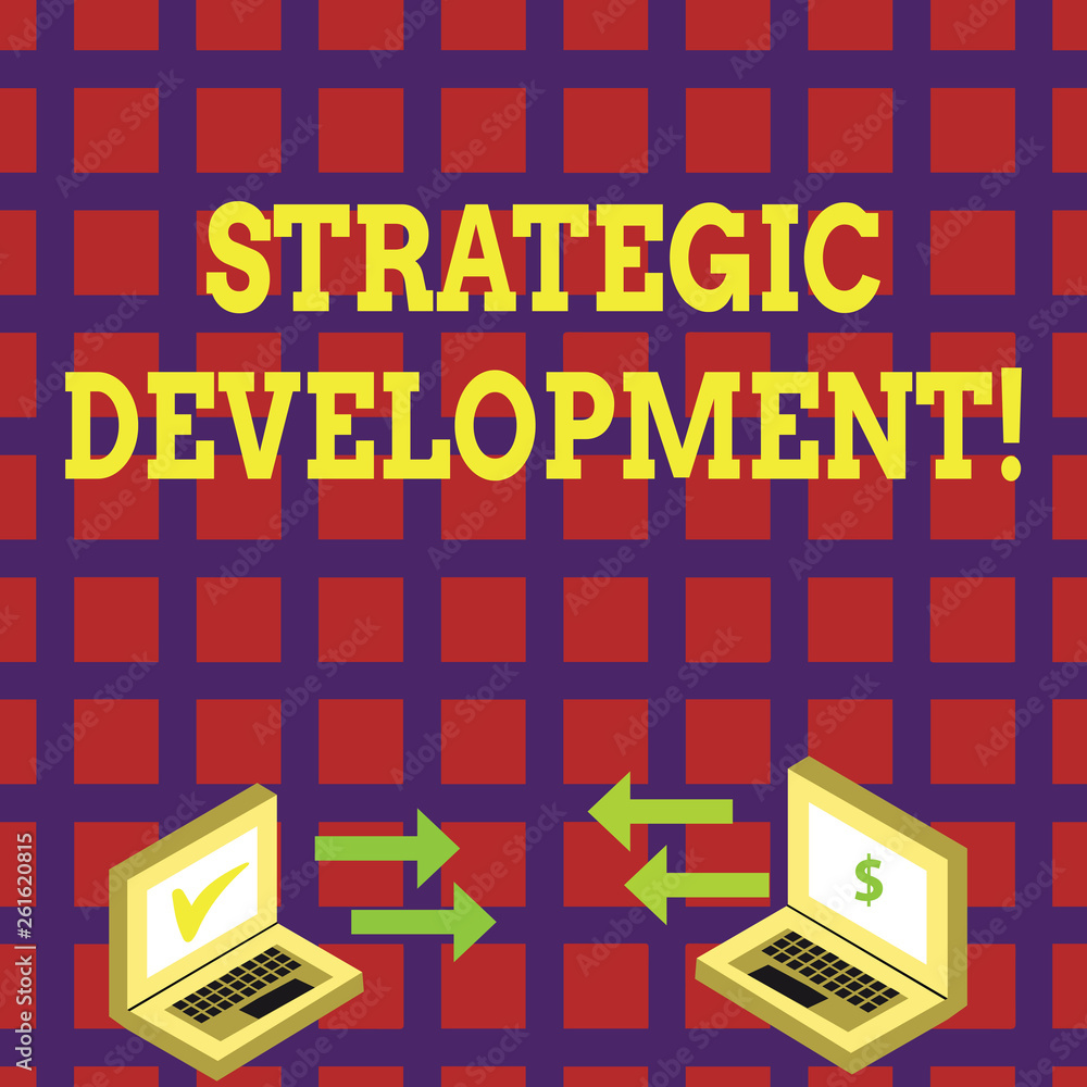 Word writing text Strategic Partnership. Business photo showcasing relationship between two commercial enterprises Exchange Arrow Icons Between Two Laptop with Currency Sign and Check Icons Word writing text Strategic Partnership. Business photo showcasing relationship between two commercial enterprises Exchange Arrow Icons Between Two Laptop with Currency Sign and Check Icons