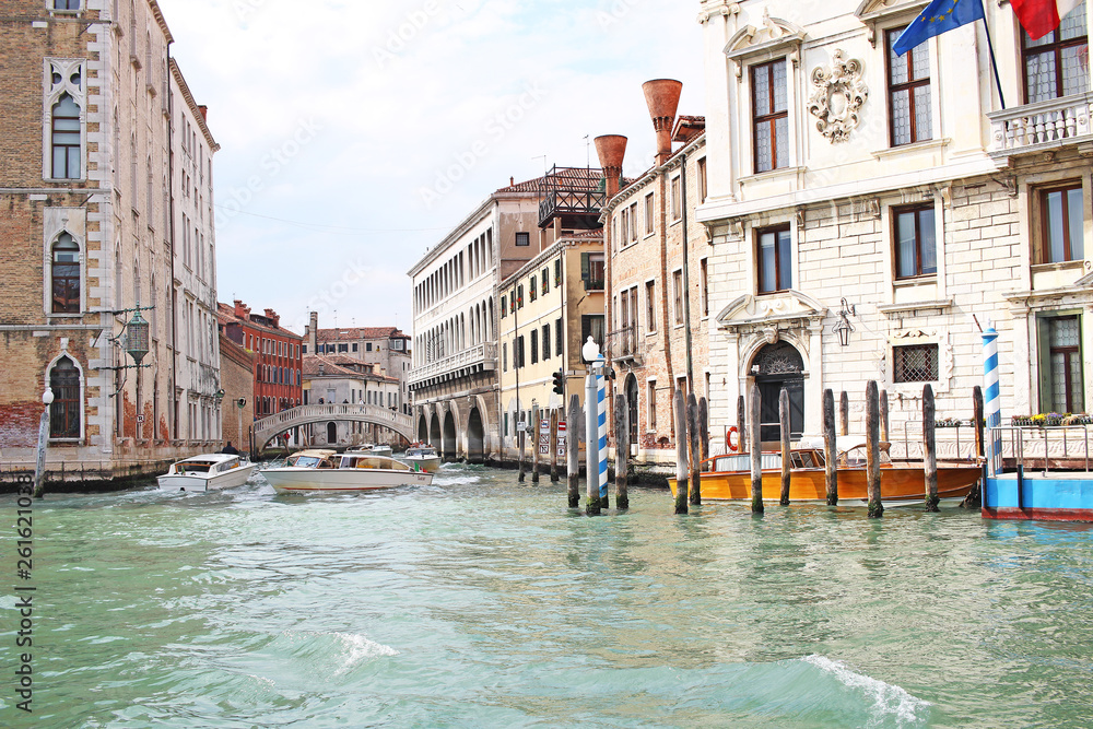 Venice Venezia Italy 2019 march city view from ship. Renaissance Buildings in sea