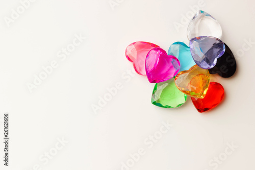 glass hearts isolated on white