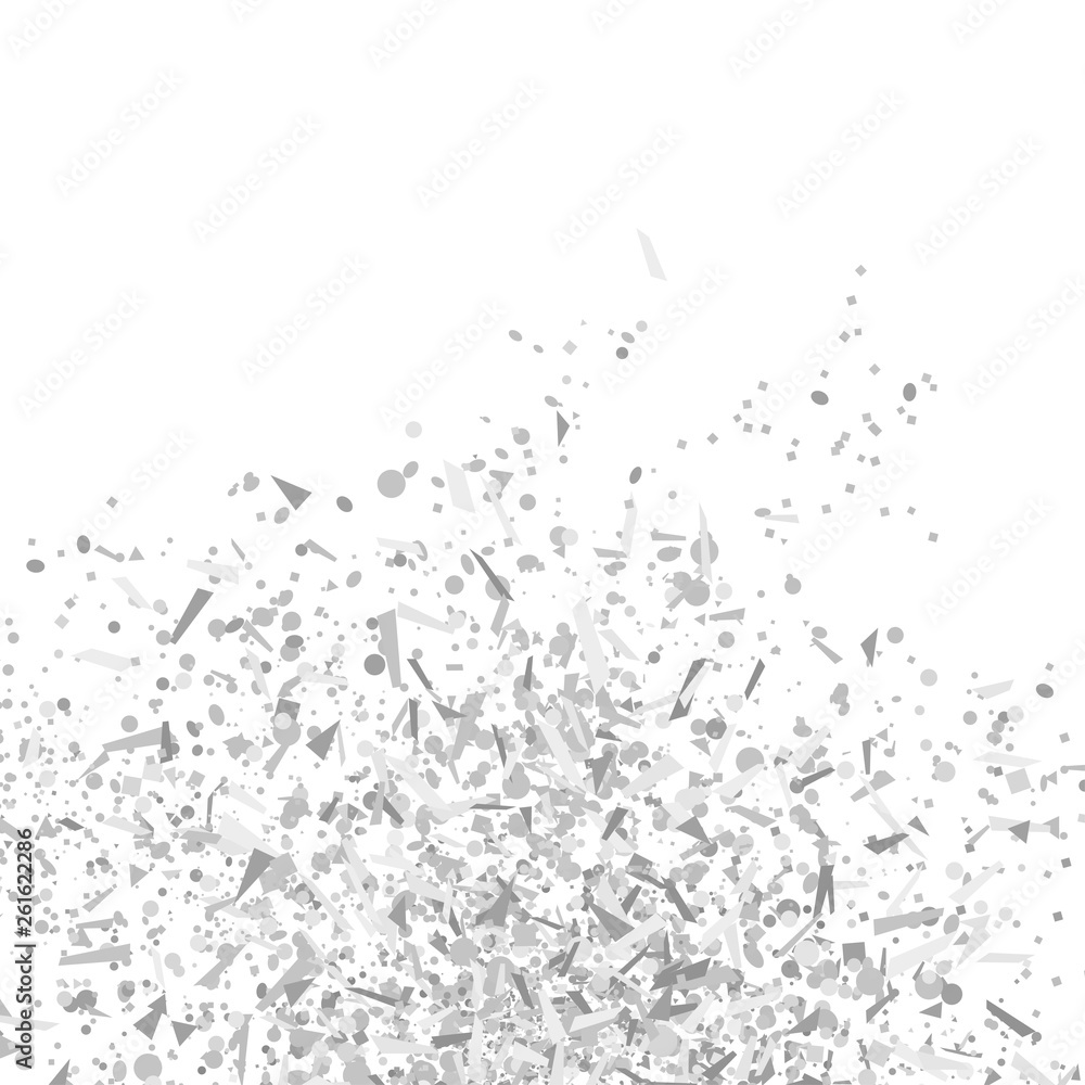 Naklejka premium Multicolored monochrome confetti on isolated white background. Geometric holiday texture with glitters. Image for banners. Black and white illustration
