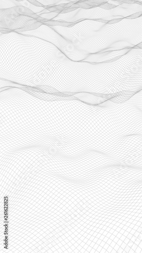 Abstract landscape on a white background. Cyberspace grid. hi tech network. 3d technology illustration