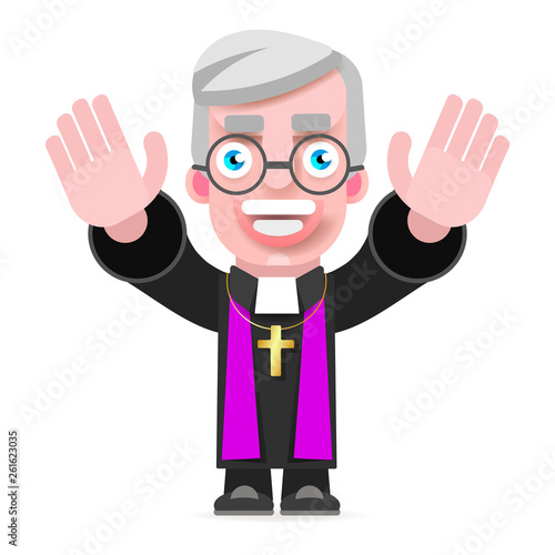 Illustration Of A Priest Icon Flat Design. Cartoon Illustration