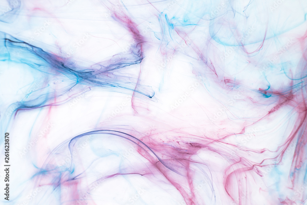 Obraz premium Colorful alcohol ink texture with abstract washes and paint stains on the white paper background. 