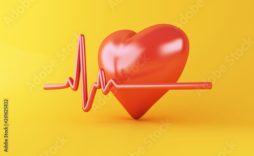 3d Heart with Heartbeat puls