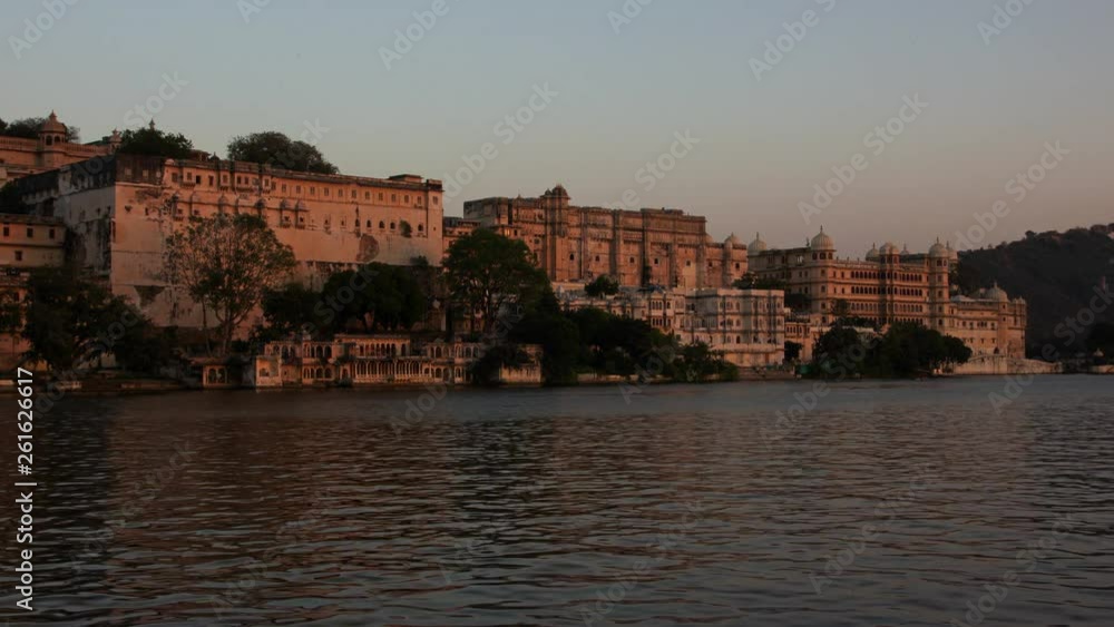 Palace on lake in Udaipur, India, day to night zoom in timelapse 4k Palace on lake in Udaipur, India, day to night zoom in timelapse 4k