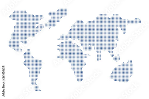 Dots world map on white background. Vector illustration