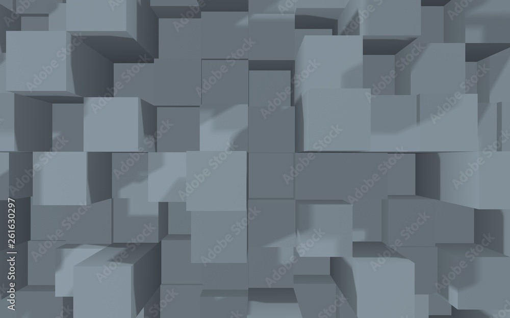 Abstract gray elegant cube geometric background. Chaotically advanced rectangular bars. 3D Rendering, 3D illustration Abstract gray elegant cube geometric background. Chaotically advanced rectangular bars. 3D Rendering, 3D illustration