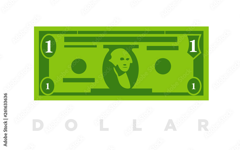 1 Dollars money cartoon paper banknote of USA - vector 1 Dollars money cartoon paper banknote of USA - vector