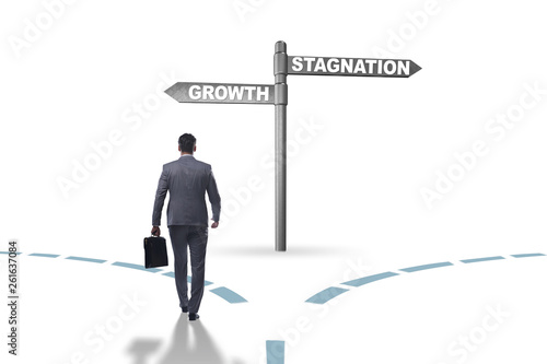 Concept of choice between growth and stagnation photo