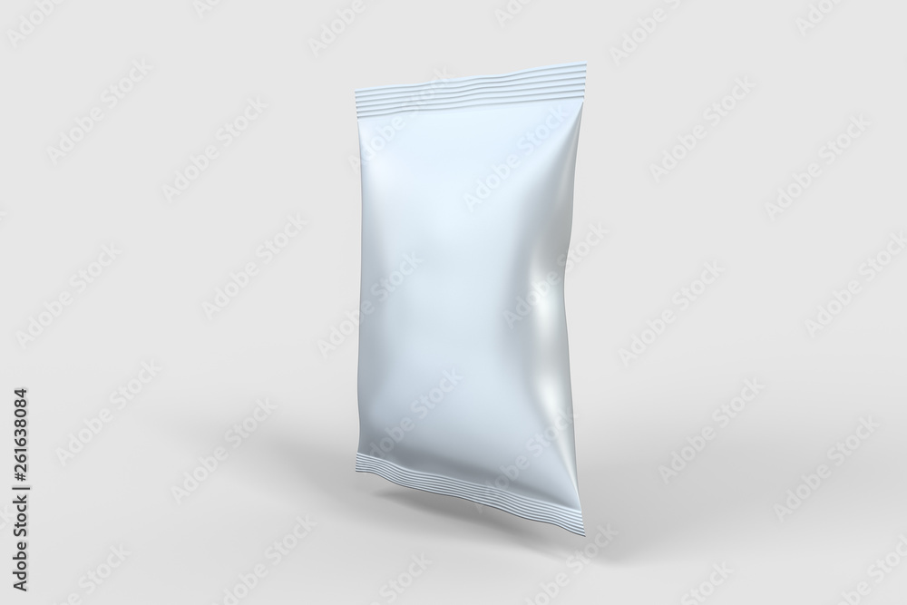 3d rendering, white packing bags with white background 3d rendering, white packing bags with white background