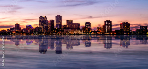 Downtown New Orleans under sunset	
