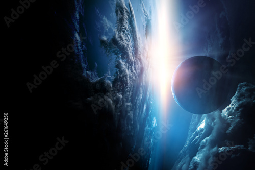 Fototapeta Naklejka Na Ścianę i Meble -  Deep space beauty. Planet orbit.