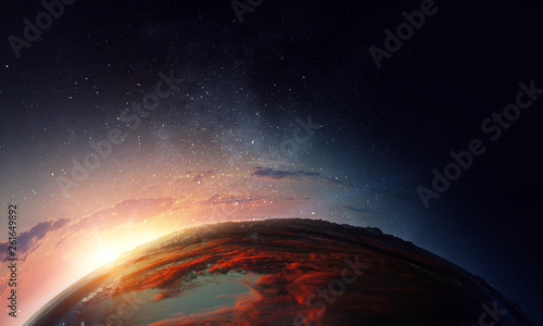 Sunrise on planet orbit, sp...