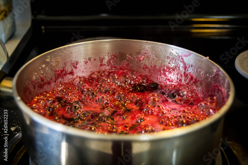 Boiling cranberry sauce