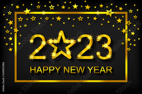 Happy New Year 2023 - greeting card, flyer, invitation - vector