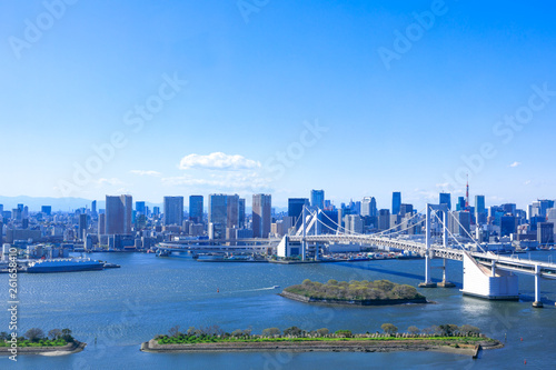(東京都-都市風景)レインボーブリッジと東京湾岸風景１