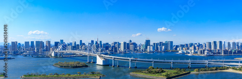 (東京都-風景パノラマ)レインボーブリッジと東京湾岸風景２ photo