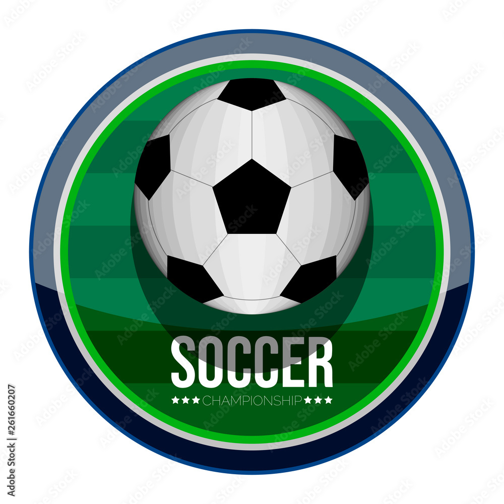 Isolated soccer emblem with a ball. Vector illustration design Isolated soccer emblem with a ball. Vector illustration design
