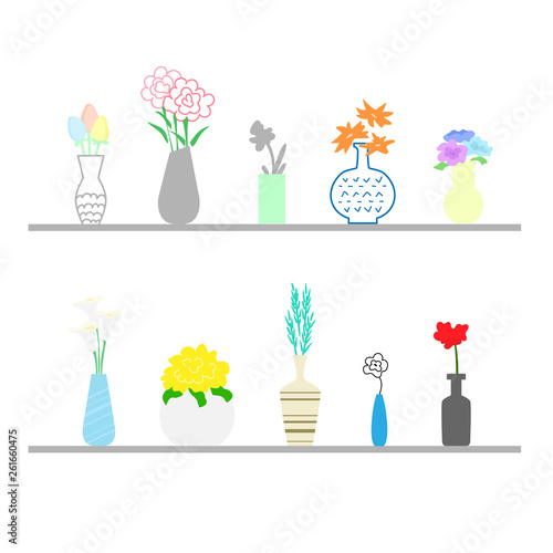 Collection of stylish bouquets in vases. Great for use by flower shops. Cool graphics.  Vector illustration