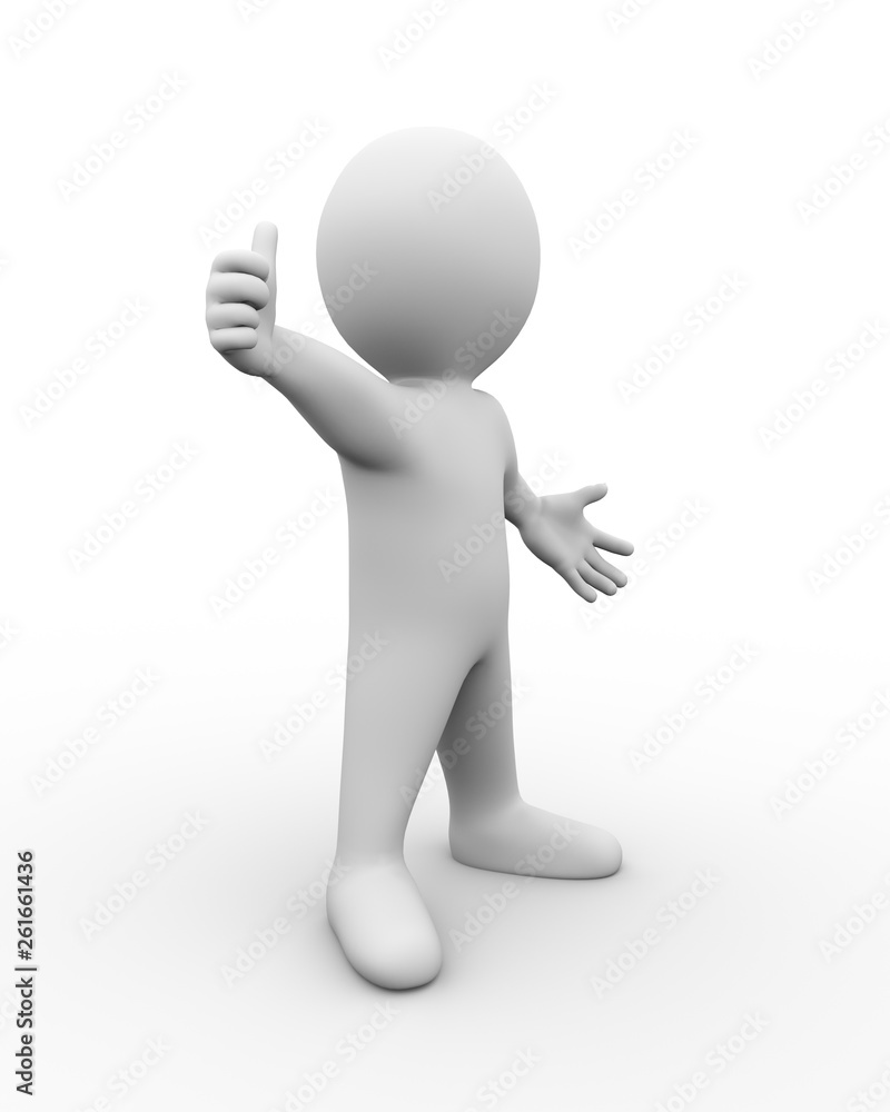3d man showing thumb up 3d man showing thumb up